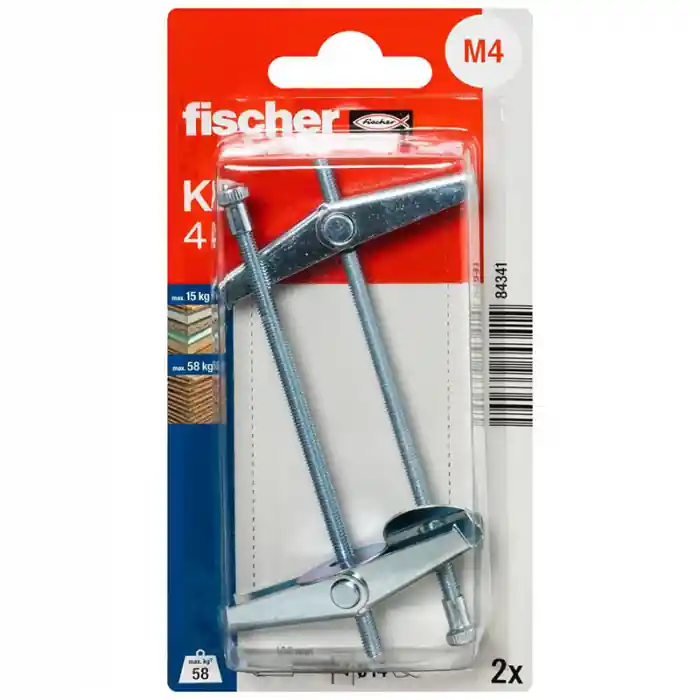 2 Chevilles (à bascule) à ressort KD 4/2K NV avec tige filetée - Fischer Populaire