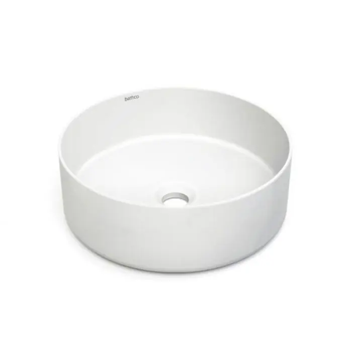 Soldes Vasque céramique à poser ronde MALEVICH – Blanc Mat – Ø380 X H130 mm – Bathco