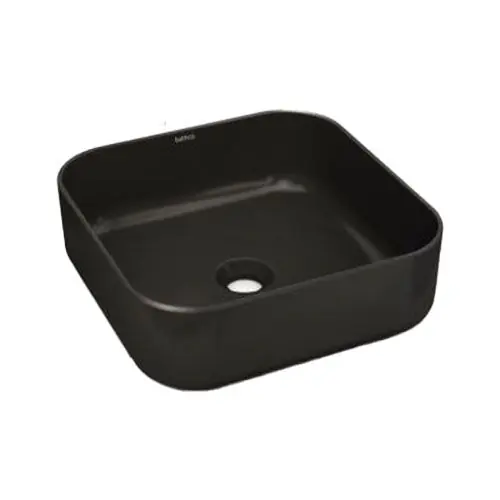 Top Vente Vasque céramique à poser carrée DINAN 40 – Noir Mat – L385 x l385 x H135 mm – Bathco