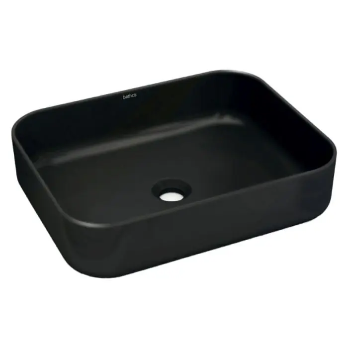 Offre Spéciale Vasque céramique à poser rectangulaire DINAN 50 – Noir Mat- L500 x l390 x H130 mm – Bathco