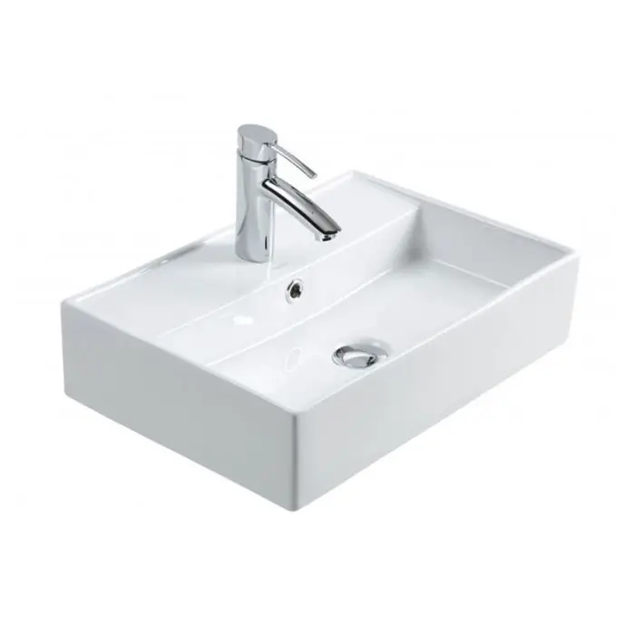 Vasque céramique rectangulaire à poser/fixer TURIN – Blanc Brillant – L500 x l350 x H120 mm – Bathco Super Prix