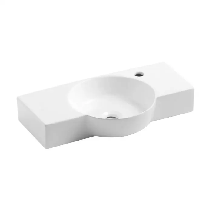 Vasque céramique Lave-Mains à fixer VENECIA – Blanc Brillant – L600 x l335 x H100 mm – Bathco Meilleur Choix