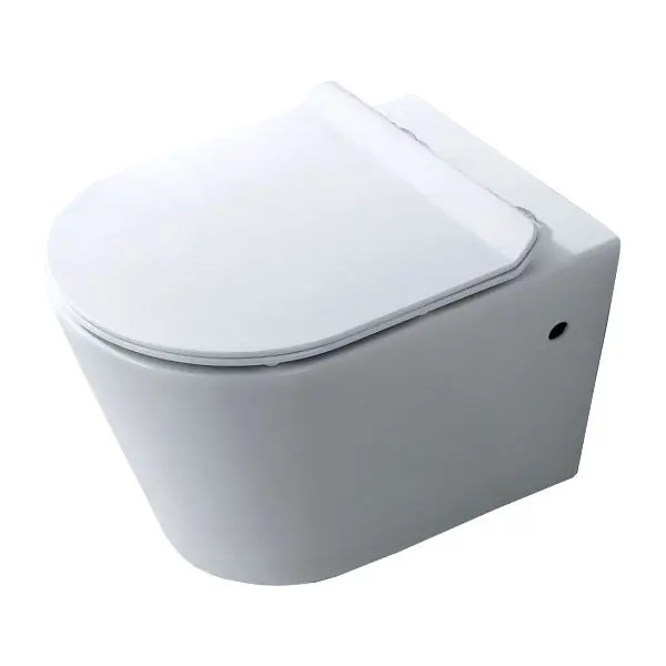 Paiement Sécurisé Cuvette Suspendue sans bride SINTRA – Blanc – Sortie Horizontale avec abattant slim soft close en Duroplast déclipsable – Bathco