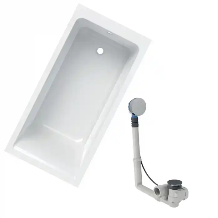 Petit Prix Baignoire acrylique sanitaire rectangulaire Geberit RENOVA PLAN 160x70cm avec pieds + Vidage avec actionnement rotatif, d52 - Geberit