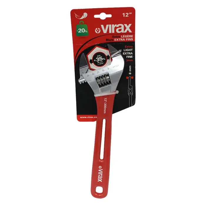 Clé à molette 12" extra-légère avec des mors fins - Virax Populaire