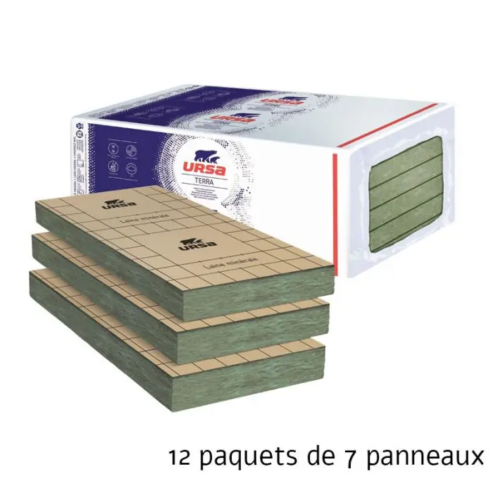 12 paquets de 8 panneaux Laine de verre S.R PRK 32 Revêtu – Panneau 5.67 m² – 85 mm – R 2.65 – Soit 68.04 m² – Ursa Offre Spéciale