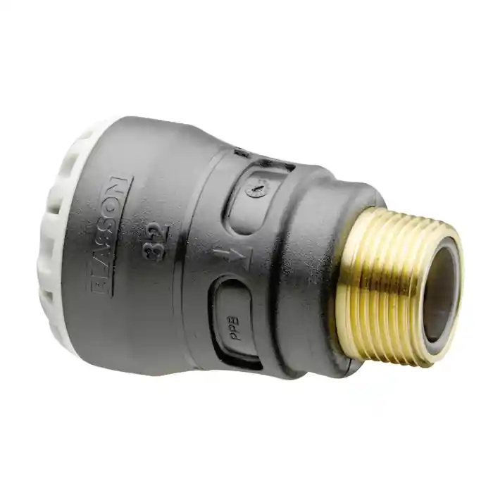 Solde Raccord droit encliquetable PE Ø40 – Laiton mâle 1‘‘1/2 (40/49) avec portée plate ISO 228