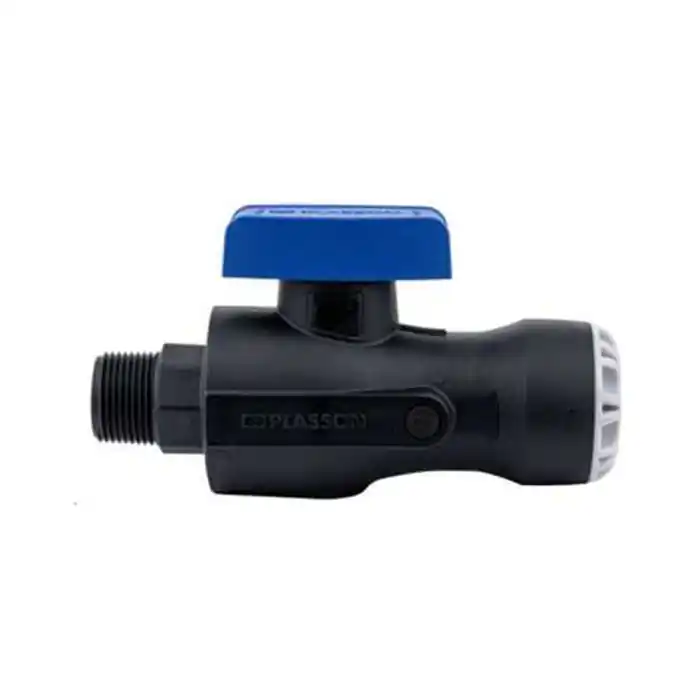 Vanne 1/4 tour encliquetable TEKPLASS PE Ø32-Mâle 1‘‘ (26/34) avec deux prises de purge 1/8‘‘ (5/10) – Purge non fournie Top Vente