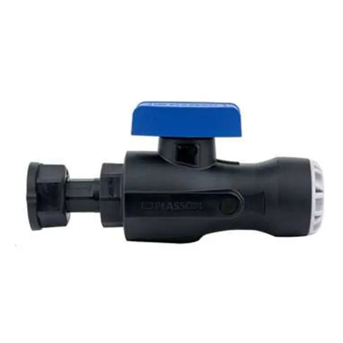 Vanne 1/4 tour encliquetable à clapet TEKPLASS PE Ø32 – Femelle écrou-prisonnier 1‘‘ (26/34) Joint fourni avec deux prises de purge 1/8‘‘ (5/10) – purge non fournie Must-Have