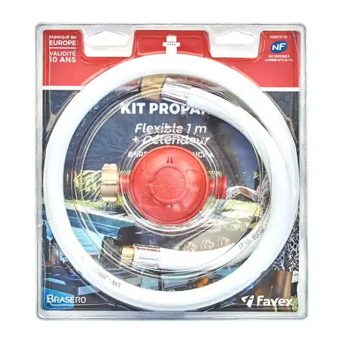 Authentique Kit CUISSON comprenant 1 détendeur propane type 697 37 mbar et 1 flexible basse pression Butane/Propane 1m