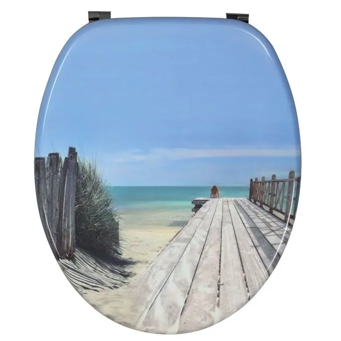 Super Prix Abattant Woody FSC WC en bois - Décoration Holiday Beach - Wirquin Pro