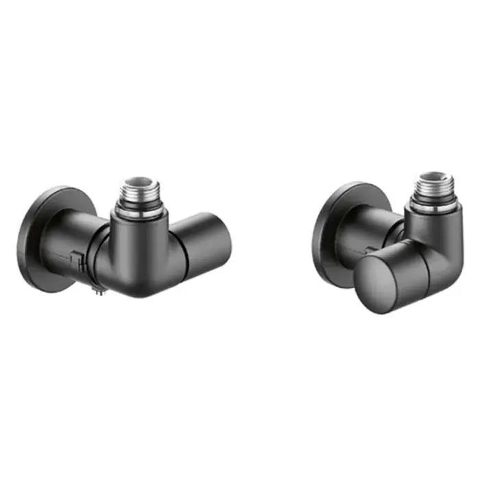 Top Vente Ensemble robinet équerre gauche Radiateur 1/2&Prime; (15/21) Mâle – M23x1,5 – Coude Réglage Couleur Noire – Thermador