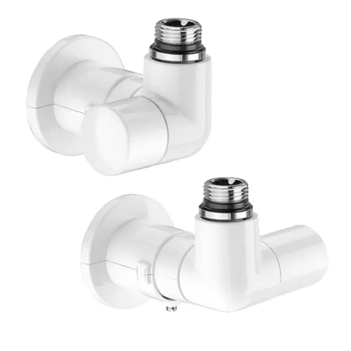 Pas Cher Ensemble robinet équerre gauche Radiateur 1/2" (15/21) Mâle - M23x1,5 avec Coude Réglage blancs - Thermador