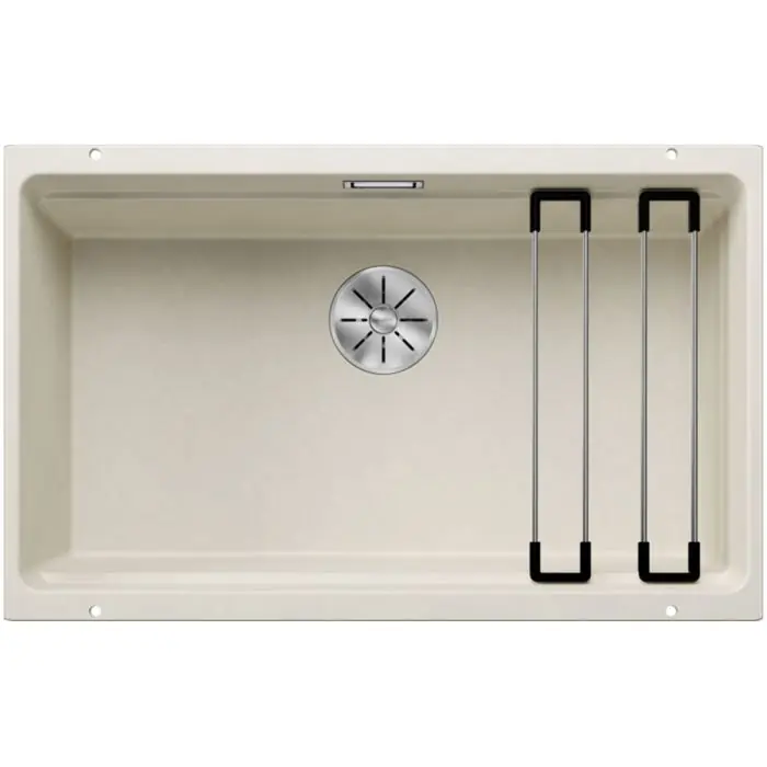 Évier ETAGON 700-U blanc soft – sous-meuble 80 cm – 730 x 460 x 200 mm – vidage manuel + 2 rails étagon – Blanco Solde