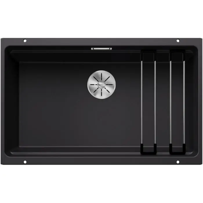 Évier ETAGON 700-U noir – sous-meuble 80 cm – 730 x 460 x 200 mm – vidage manuel + 2 rails étagon – Blanco Usine Directe