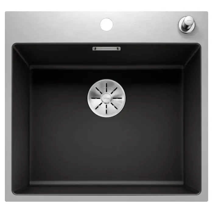 Offre Limitée Évier Subline 500-IF/A SteelFrame noir - sous meuble 60 cm - 543 x 510 x 190 mm - vidage automatique - Blanco