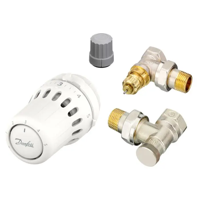Expédié Aujourd'hui Kit Tête thermostatique React + Corps RA-FN équerre DN15 1/2‘‘ (15/21) + Coude de réglage RLV-S 1/2‘‘ (15/21) - Danfoss