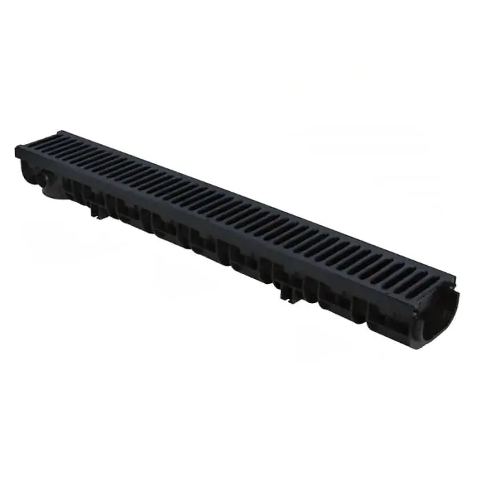 Satisfait Ou Remboursé Pack Caniveau Noir PP PRATIKO série 130XL Haut 130 x 1000 mm + deux Grilles B-TEK C250 (trafic lourd) + 2 blocages en métal - First Plast