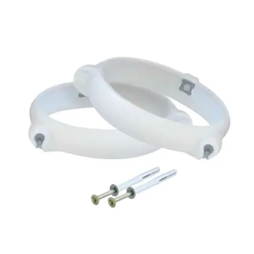 Populaire 2 Colliers bride blanc pour tube Ventilation Rond Ø100 + Vis 5x45 mm et cheville en nylon - First Plast