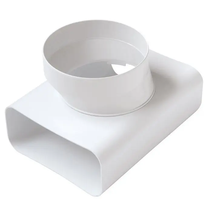 Offre Limitée Té-coude vertical de tube Ventilation rectangulaire 120 x 60 mm à tube Ventilation rond Ø100 Blanc - First Plast