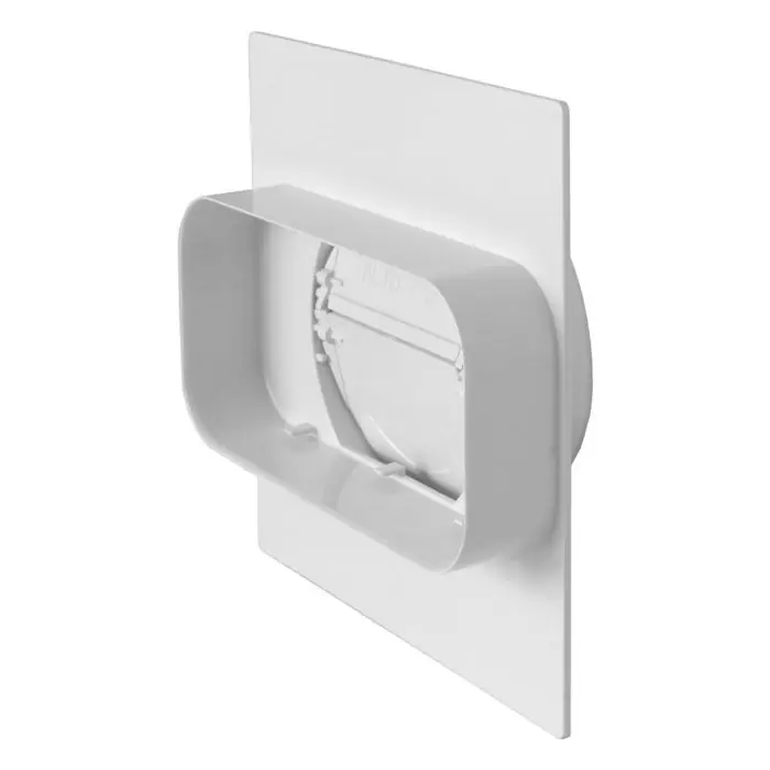 Plaque pour passage de mur tube Ventilation rond Ø100 à tube Ventilation rectangulaire 150X70 Blanc avec clapet anti-retour et garniture - First Plast Bon Plan