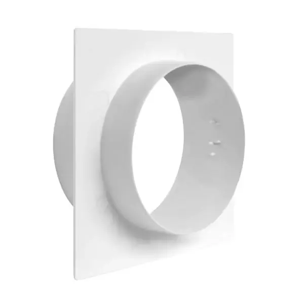 Plaque pour passage de mur tube Ventilation rond Ø125 blanc avec garniture - First Plast Meilleur Choix
