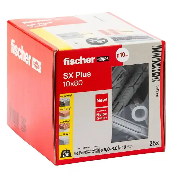 Commander Maintenant 25 chevilles à expansion nylon SX Plus Ø10 x 80 mm - Fischer