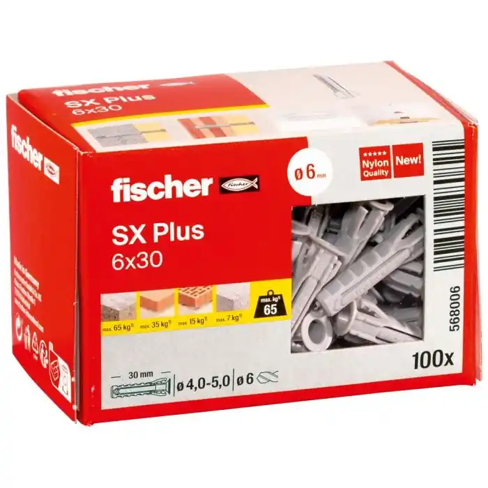 100 chevilles à expansion nylon SX Plus Ø6 x 30 mm – Fischer Vente Flash