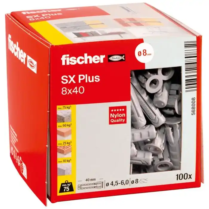 100 chevilles à expansion nylon SX Plus Ø8 x 40 mm – Fischer Petit Prix
