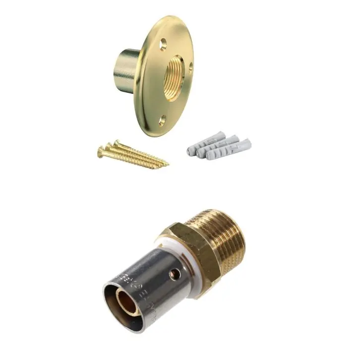 Applique pour fixation de robinet de jardin - Tube PER Ø12 - Raccord à sertir M 1/2" (15/21) - Arcanaute Produit De Marque