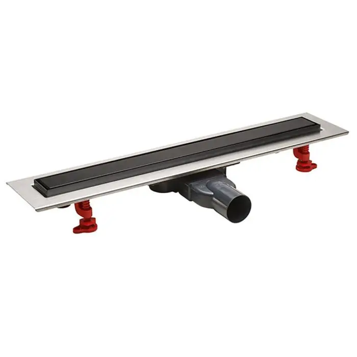 Remise Caniveau douche VENISIO SLIM+ avec grille finition noire réversible, Ø40 - L500 mm - Wirquin Pro