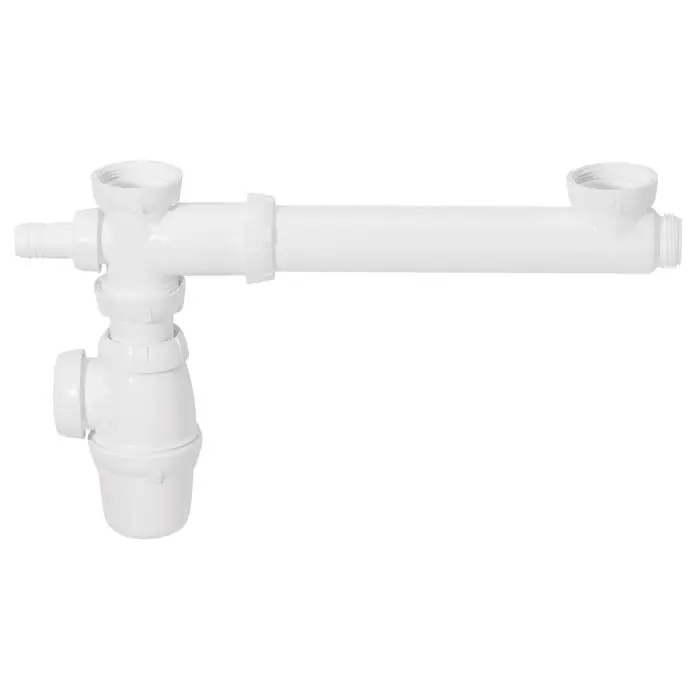 Paiement Sécurisé Siphon avec tubulure réglable en hauteur pour évier 2 bacs - Wirquin Pro