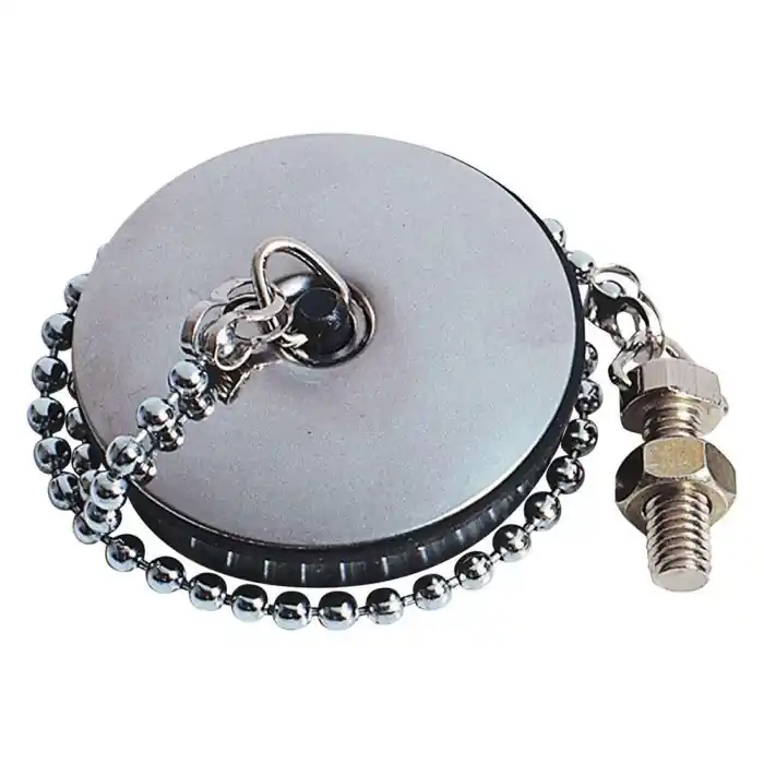 Bouchon pour évier Ø52mm avec enjoliveur et Chaînette L.300mm - borne d‘attache Ø5x50mm - Wirquin Pro Promotion