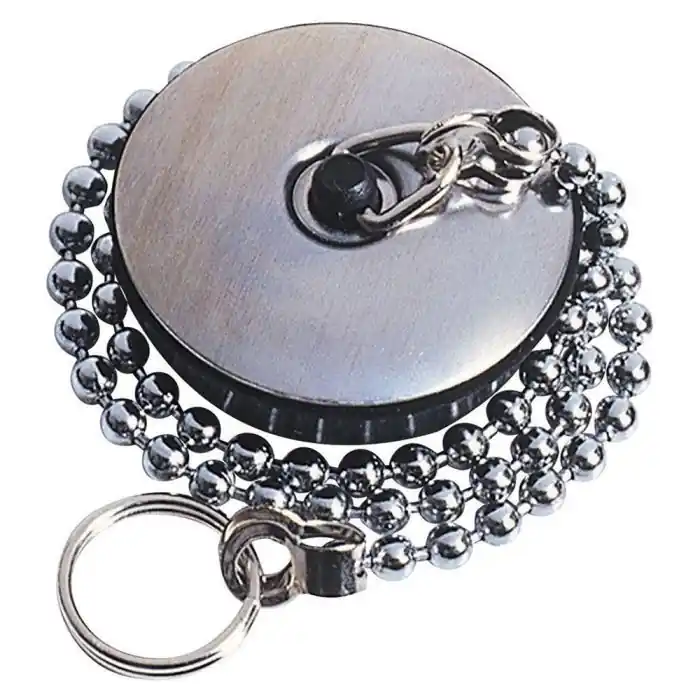 Bouchon pour évier Ø40mm avec enjoliveur et Chaînette L.300mm - attache anneau - Wirquin Pro Prix Cassé