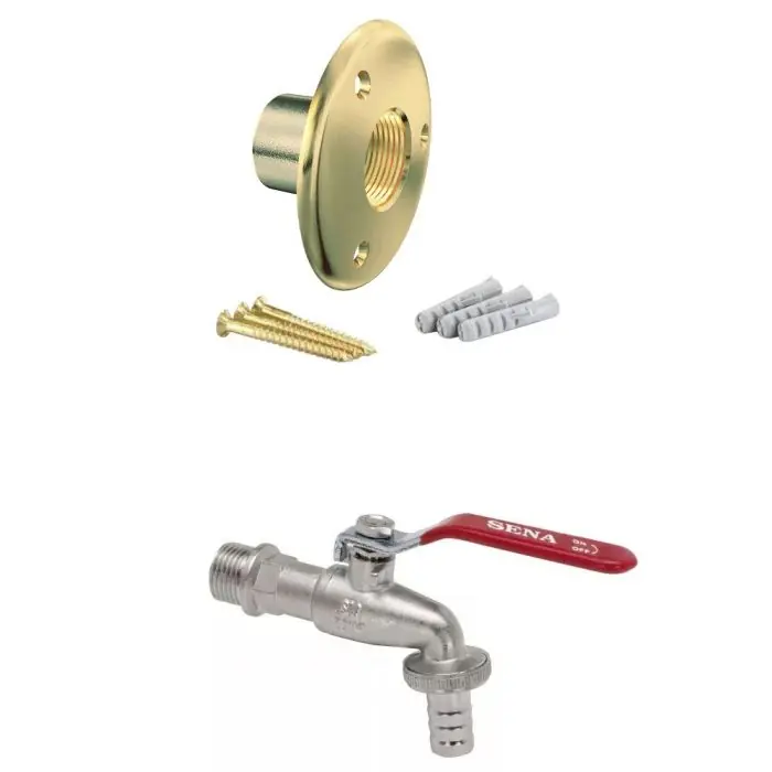 Robinet d‘arrosage 1/4 de tour Mâle 1/2‘‘(15/21) avec son applique - Arcanaute Prix Cassé