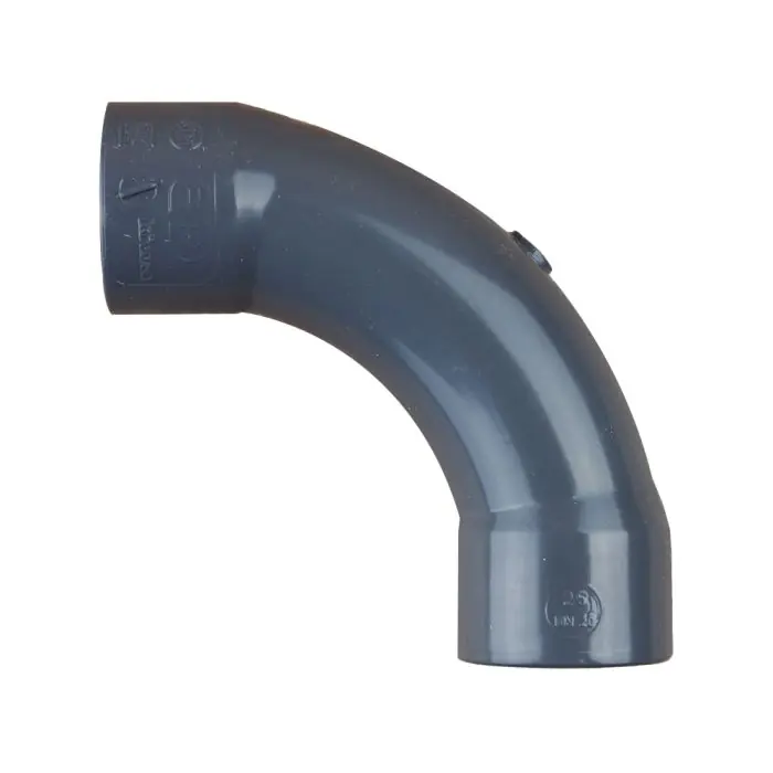 Achat Immédiat COUDE GRAND RAYON PVC PRESSION 90° FF à coller – Ø25 – PLASSON