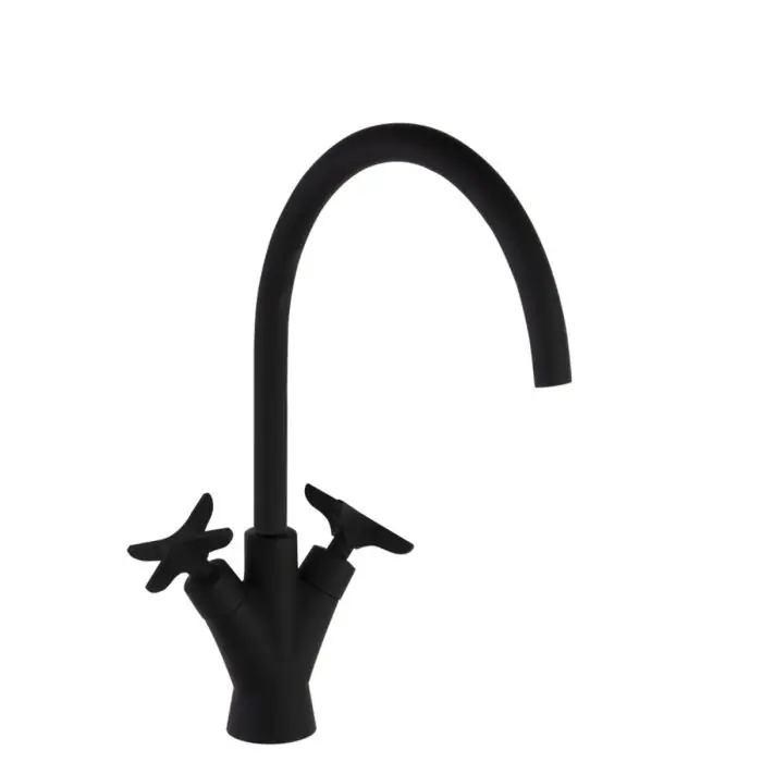 Prix Réduit Mitigeur de lavabo bec haut mobile 317mm Noir mat ADAGIO