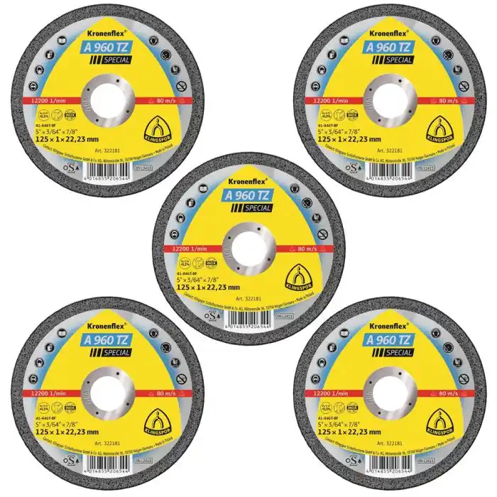 Lot de 5 Disques à tronçonner, Type A 960 TZ, 125x1x22,23 mm Prix Choc