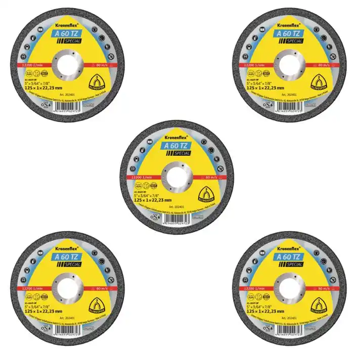 Lot de 5 Disques à tronçonner, Type A 60 TZ 125x1x22,23 mm Retour Gratuit