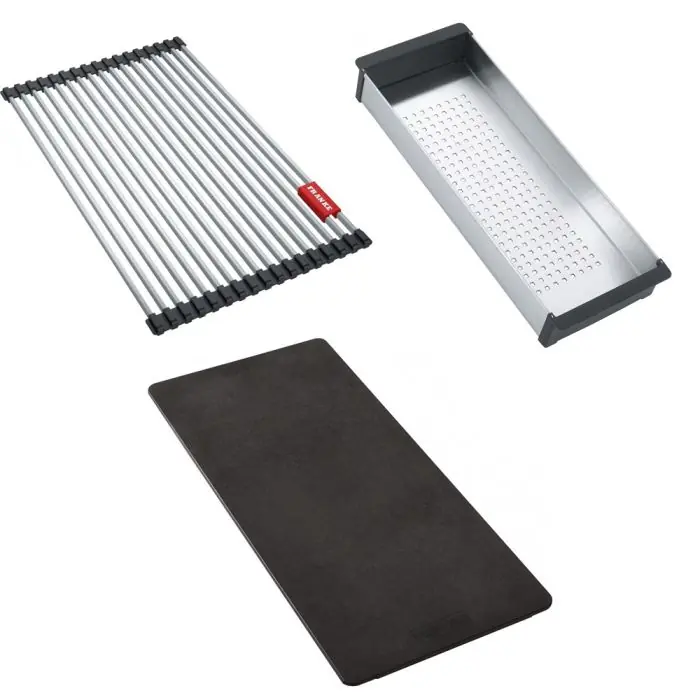 Set accessoires cuves Mythos Inox Rollmat + panier égouttoir + planche – Franke Pas Cher