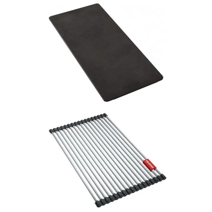 Prix Promo Set accessoires cuves et éviers Mythos Inox Rollmat déroulant + planche Paperstone gris ardoise – Franke