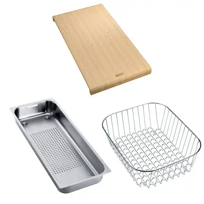 Set accessoires cuves Galaxia Inox panier égouttoir + planche + égouttoir – Franke Commander Vite