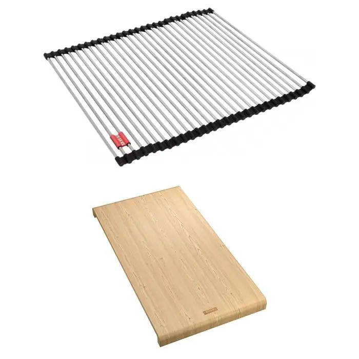 Set accessoires cuves Urbis Fragranit / Domus Tectonite Rollmat + planche à découper en bambou – Franke Populaire