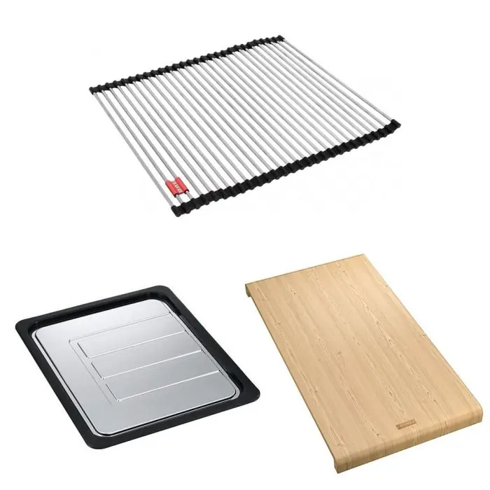 Set accessoires cuves Domus Tectonite Rollmat + égouttoir mobile + planche en bambou – Franke Promotion Saisonnière