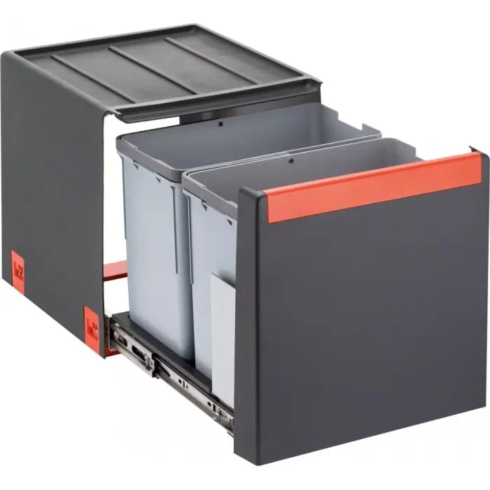 Poubelle CUBE 40 – 2 bacs de 14L – à fixer manuel ou auto – (pour meuble de 40 cm) – Franke Usine Directe
