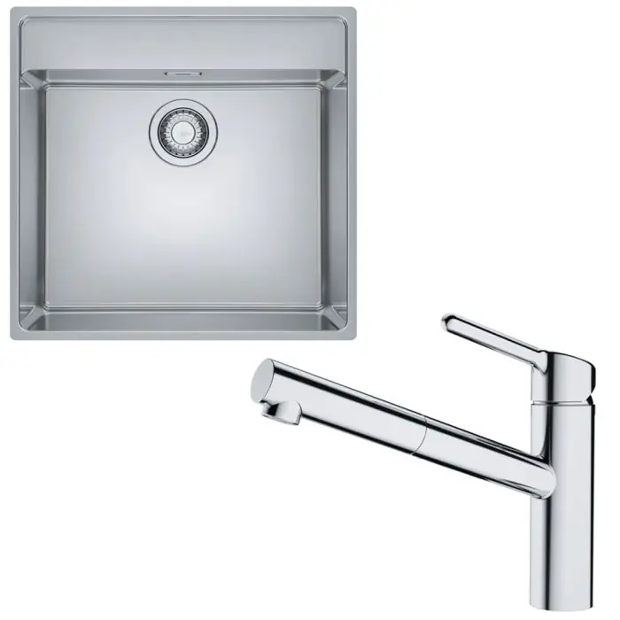 Pack cuve Maris inox 530 x 510 x 180 mm + mitigeur Orbit douchette – Franke Prix Cassé