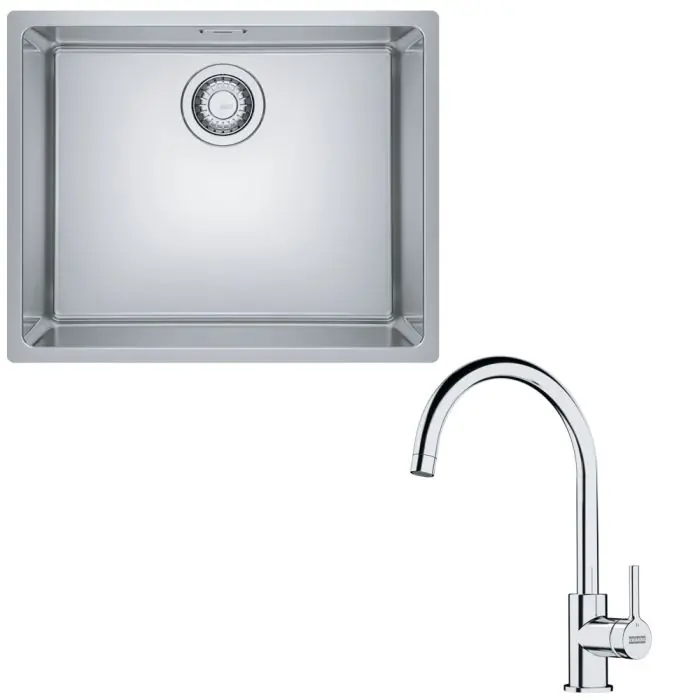 Expédié Aujourd'hui Pack cuve XL Maris en inox 540 x 440 x 180 mm + mitigeur Lina J - Franke
