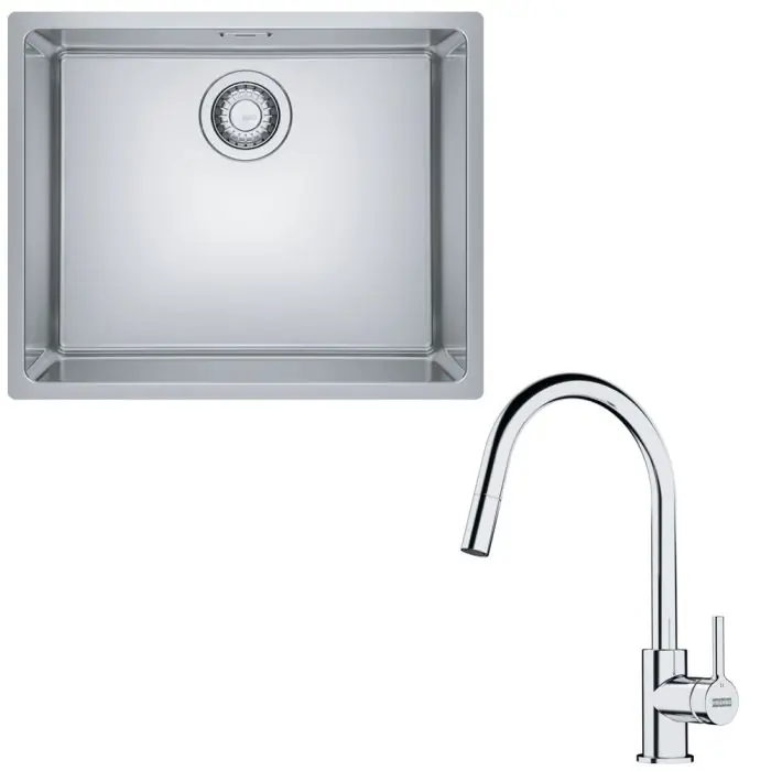 Prix Choc Pack cuve XL Maris en inox 540 x 440 x 180 mm + mitigeur Lina J douchette – Franke