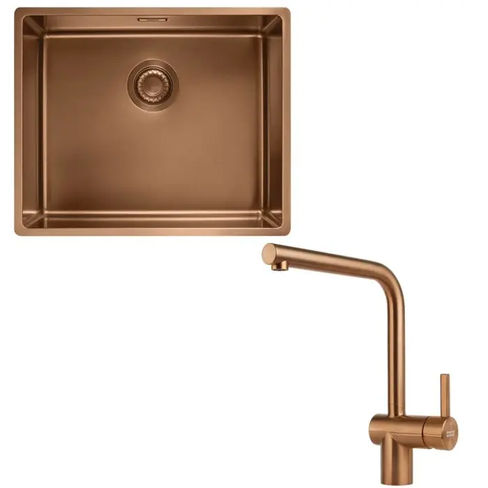 Expédition Rapide Pack cuve Mythos MasterPiece inox 540 x 450 x 200 mm + mitigeur Atlas Néo cuivre - Franke