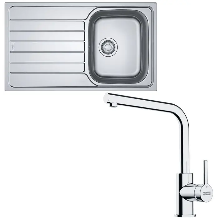 Pack évier Spark en inox 860 x 500 x 160 mm + mitigeur Lina L – Franke Populaire